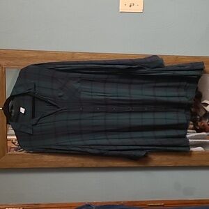 Old Navy Green Flannel Shirt Dress XL